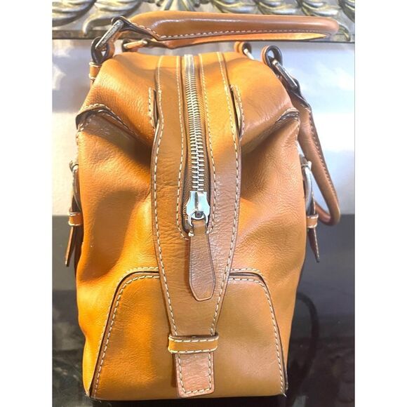 MICHAEL KORS Handbag Cognac Natural Brown Leather Purse Satchel Doctors Bag - Picture 4 of 16